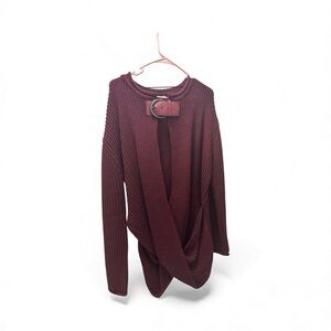 Fashion Nova Burgundy V-Neck Sweater